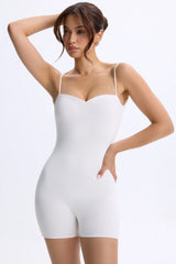 Sweetheart-Neck Low-Back Unitard in White